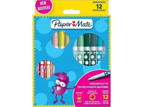 PAPER MATE Filzstifte Kids Colouring Bunt 12er M Blister
