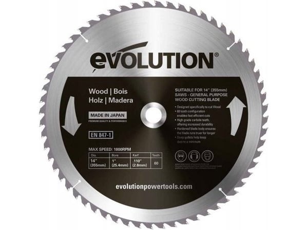 Evolution Pitchfork-saha 355mm / 60z puunleikkuukoneisiin