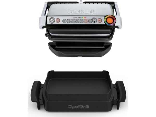Tefal OptiGrill + Snacking & Baking GC714D, kontaktgrill (sølv/svart, 2000 watt)
