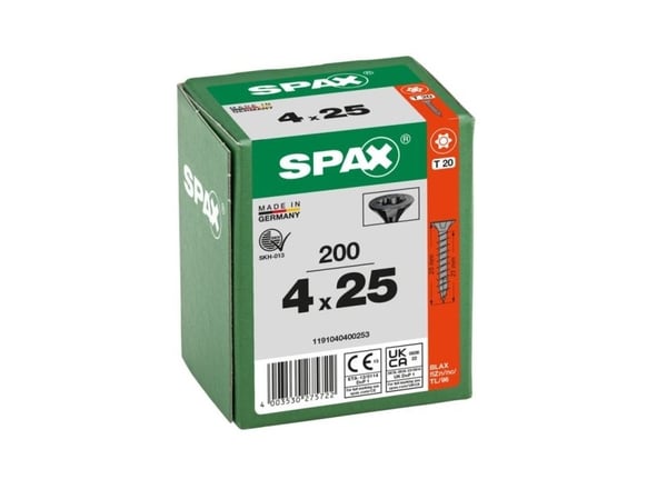 SPAX BLAX, Skru, Stål, Tre, Flat, Generell nytte, Forsenket hode