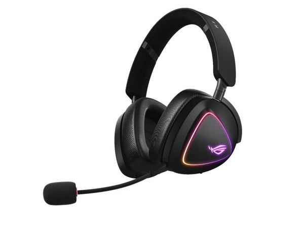 ASUS ROG Delta II - Hodesett - full størrelse - Bluetooth / 2,4 GHz radiofrekvens - trådløs - 3,5 mm jakk - svart