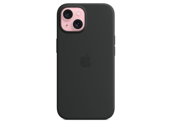 Apple - Baksidedeksel for mobiltelefon - MagSafe-samsvar - silikon - svart - for iPhone 15