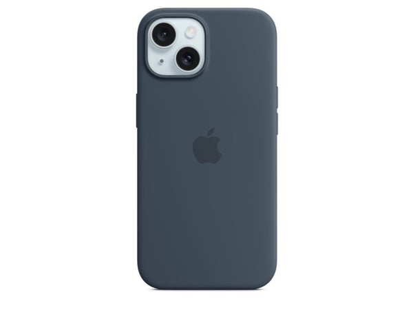 Apple - Baksidedeksel for mobiltelefon - MagSafe-samsvar - silikon - stormblå - for iPhone 15