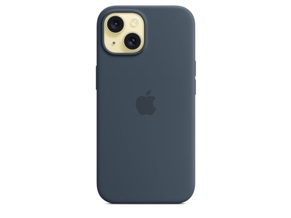 Apple - Baksidedeksel for mobiltelefon - MagSafe-samsvar - silikon - stormblå - for iPhone 15