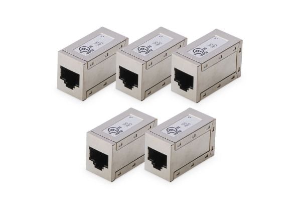 DIGITUS - Kopplingsdon för nätverk - RJ-45 (hona) till RJ-45 (hona) - skärmad - CAT 6 - modulär, stiftkoppling: 1:1 (paket om 5)