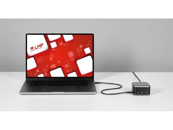 LMP 25189, Langallinen, USB 3.2 Gen 1 (3.1 Gen 1) Type-C, 100 W, 10,100,1000 Mbit/s, musta, Hopea, 5 Gbit/s