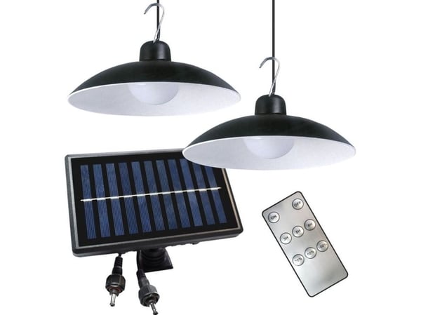 Hängande solcells­lampa Eko-Light Milagro Saturn EKO*9151 2x12W LED 150 lm 4000K IP45 dubbel svart