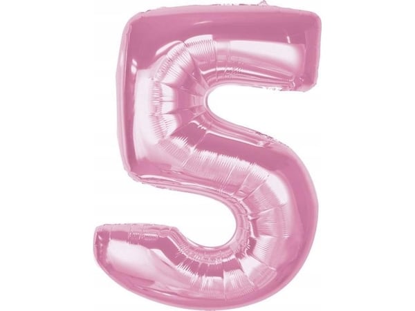 GoDan Folieballong nummer 5 lys rosa Smart 92cm