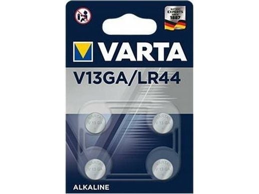 V13GA/LR44 alkaliskt batteri 4-pack