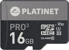 Kortti Platinet PLATINET PLATINET PLATINET microSDHC SECURE DIGITAL + ADAPTERI SD 16GB class10 UIII 90MB/s [44001]