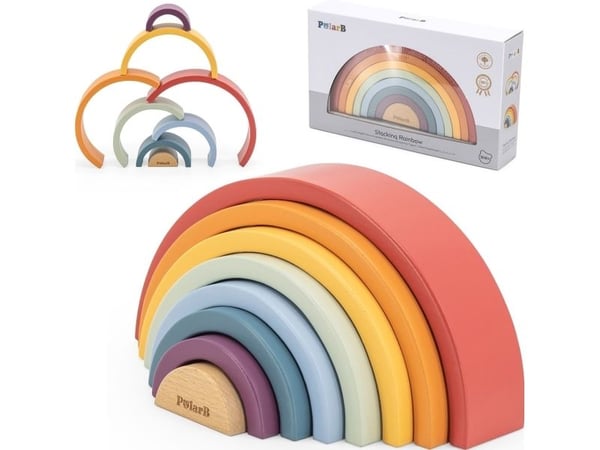 Viga Toys VIGA PolarB trekonstruksjon regnbueklosser Kreativ Montessori