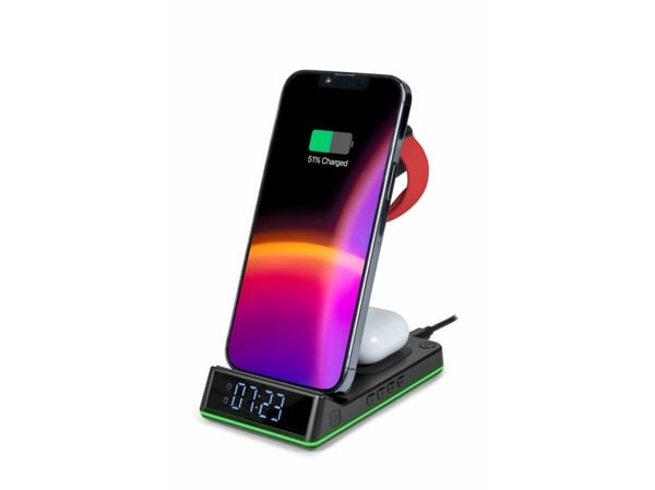 Thomson CL750IA sw 4-i-1 ladestasjonsklokke, nattlys, 3xinduksjon, 1xUSB, iOS (TH387919)