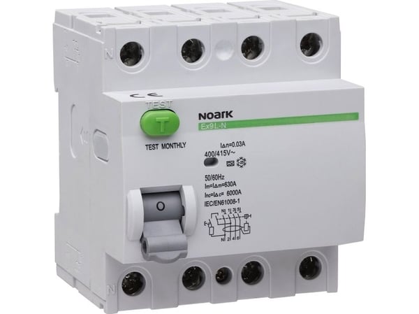 Noark jordfelsbrytare RCCB 4P 25A 0,03A typ AC Ex9L-N 108331 Noark jordfelsbrytare RCCB 4P 25A 0,03A typ AC Ex9L-N 108331