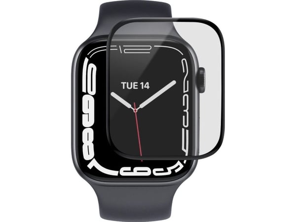 eSTUFF Titan Shield - Skjermbeskyttelse for smart armbåndsur - flexible, hybrid - glass - rammefarge svart - for Apple Watch SE, Series 4, Series 5...