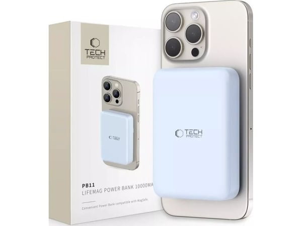 Powerbank Tech-Protect LifeMag PB11 MagSafe 10000mAh 15W USB-C-portti - sininen + USB-C-kaapeli
