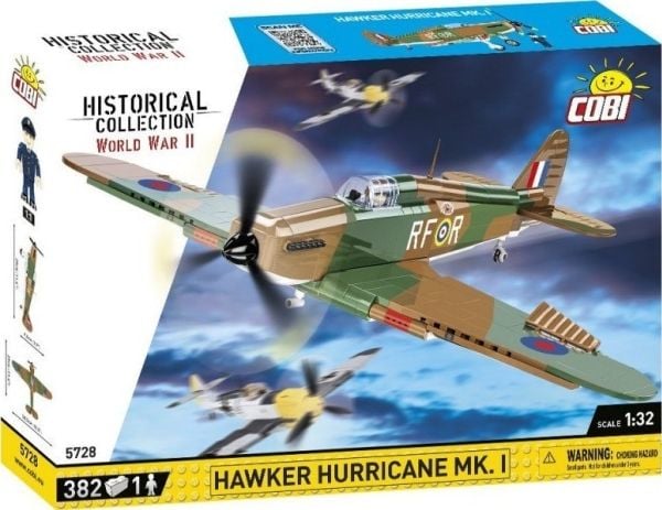 COBI 5728 historisk samling WWII brittiskt Hawker Hurricane Mk.I jaktplan, 382 bitar