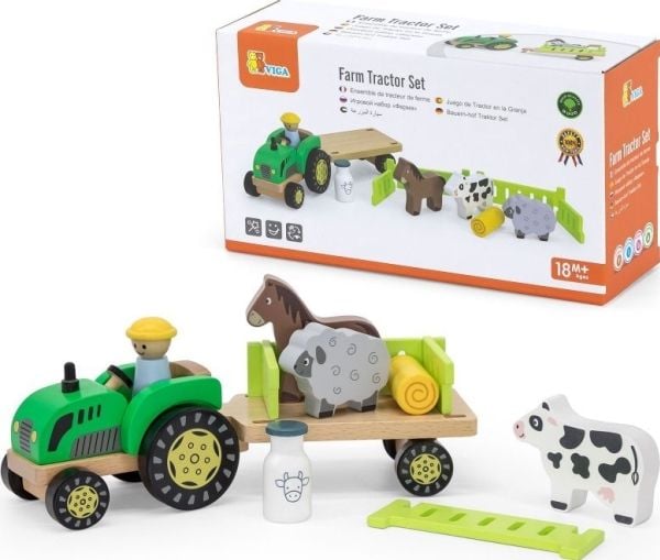 Viga Toys i tre traktor med dyr