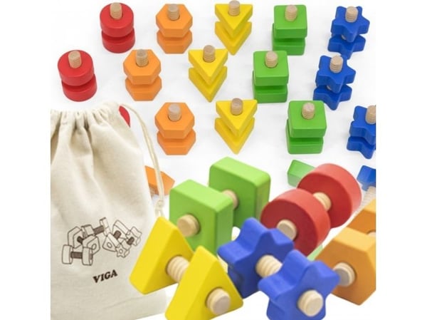 Viga Toys trämuttrar och skruvar – passar till roterande lek