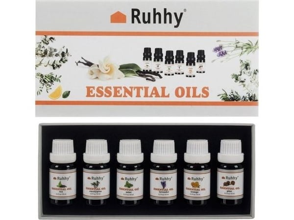 Ruhhy duftdiffuser – eteriske oljer, sett med 6 stk. 10 ml Ruhhy 21939