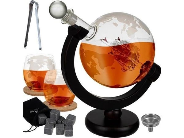 Malatec whiskysett formet som en globus