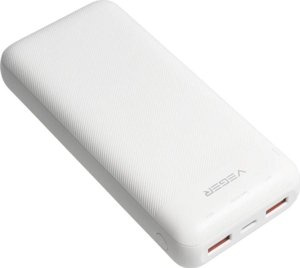 Powerbank 4kom.no VEGER powerbank 20 000 mAh PD QC3.0 2A 20W L20S (VP2039PD / W2039PD) hvit Powerbank 4kom.no VEGER powerbank 20 000 mAh PD QC3.0 2A 20W L20S (VP2039PD / W2039PD) hvit