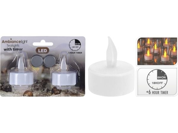 Affek Design  2 LED telys med timer - hvit