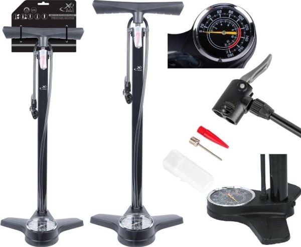 XQMax verksted-/sykkel-pumpe 160 PSI (11 bar) med manometer XQMAX PRO XQMax verksted-/sykkel-pumpe 160 PSI (11 bar) med manometer XQMAX PRO