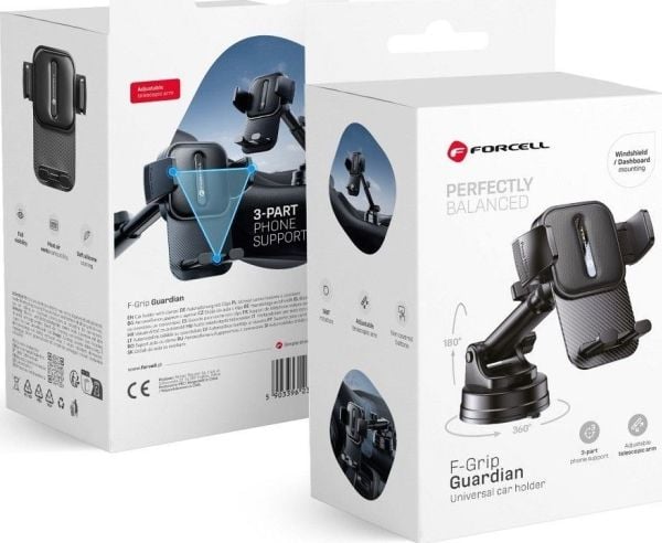 ForCell F-Grip Guardian bilholder til frontrute/dash, svart