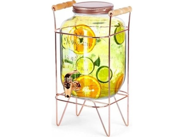 Glasskrukke 5,5 l for drikke med kran og stativ 139603