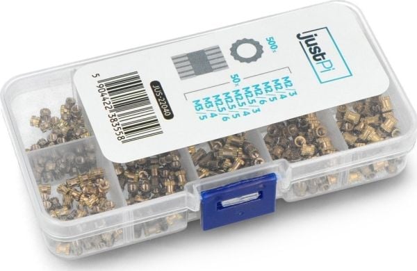 JustPi Messinkinen kierre - insertti 3D-tulostukseen - eri kokoja - 500 kpl - justPi}