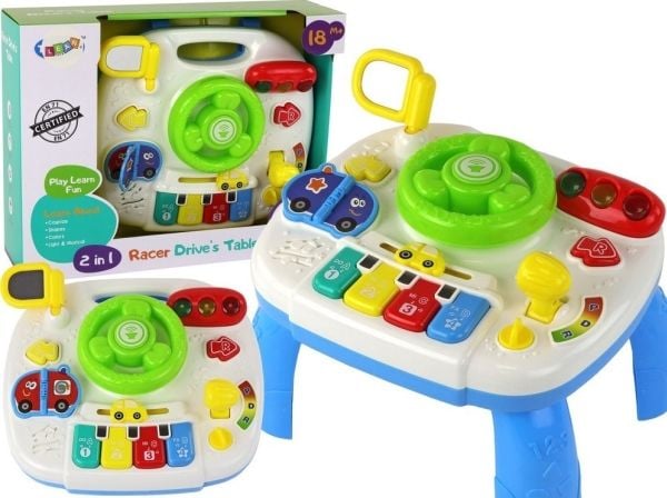 LeanToys Educational 2-in-1 interaktiivinen pöytä taaperoille Ohjauspyörä