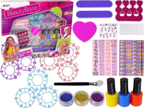 LeanToys stort sett for neglemaling - lakk, klistremerker, skillelinjer