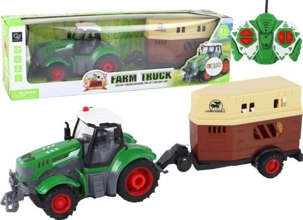 LeanToys RC-traktor trekkmaskin med henger, fjernstyrt 1:24