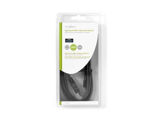 Nedis CVGB34700BK20, 2 m, HDMI tyyppi A (standardi), HDMI tyyppi D (mikro), musta