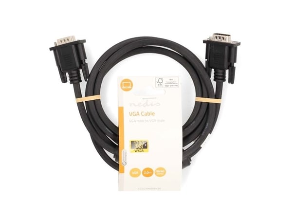 Nedis CCGL59000BK20, 2 m, VGA (D-Sub), VGA (D-Sub), Hankjønn, Hankjønn, Sort