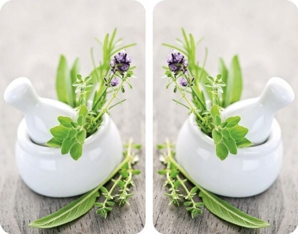 WENKO beskyttelsesplater i glass HERB GARDEN til komfyr – 2 stk