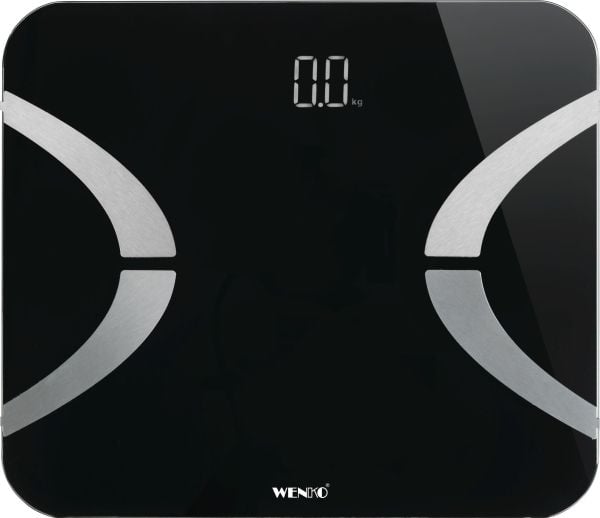 Wenko LED-kylpyhuoneen vaaka, 30 x 26 cm, musta, WENKO