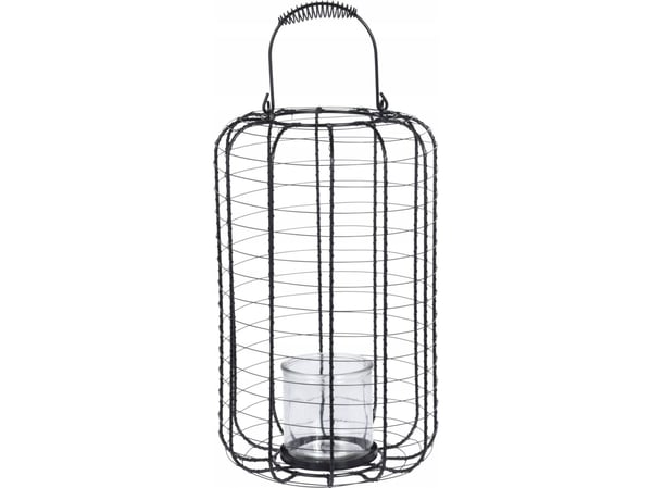 Home Styling Collection Metallinen lyhty lasisella kynttilänpidikkeellä, Ø 23,5 cm, musta