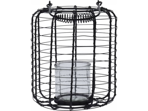 Home Styling Collection Metallinen lyhty lasisella kynttilänpidikkeellä, Ø 18,5 cm, musta