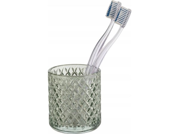 WENKO Atessa, Frittstående tannbørsteholder, Glass, Grønn, 75 mm, 75 mm, 100 mm
