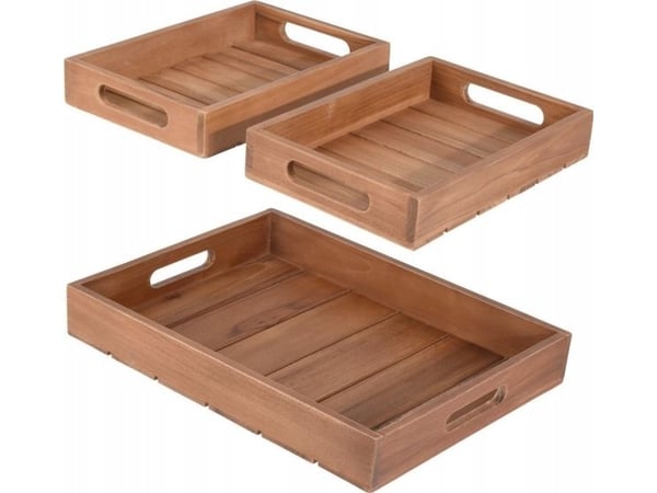 Home Styling Collection sett med dekorative TEAK-etter 3 deler