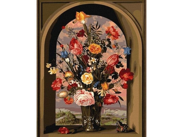 Ideyka male etter tall med ramme 40x50 cm blomsterkomposisjon