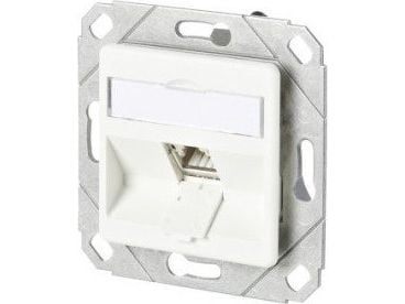 BTR C6A Module 1 Port 180° UPk - Uttag för nedsänkt montering - CAT 6a - RJ-45 - kritvit, RAL 9010