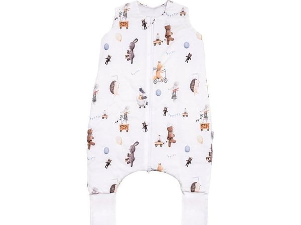 PULP BAMBOO Året-runt-sovsäck med strumpor 1 TOG -Djur på språng- från 1 år till 2,5r