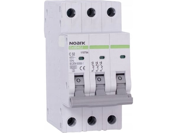 Noark-ylivirtakatkaisija 110747 Ex9B40J 3P B16 6kA Tyyppi B 16A 3-napainen