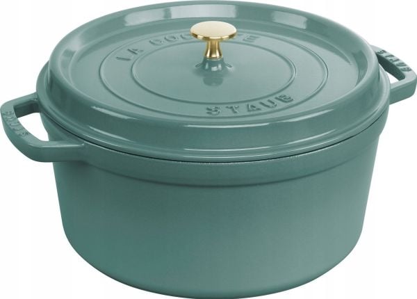 Staub Round Cast Iron Pot - 6.7 ltr, Eucalyptus
