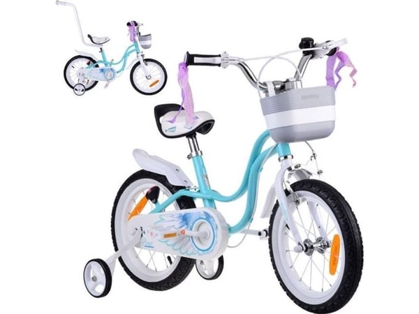 RoyalBaby barne sykkel 14" Little Swan med bånd, kurv, støttehjul RB14-18