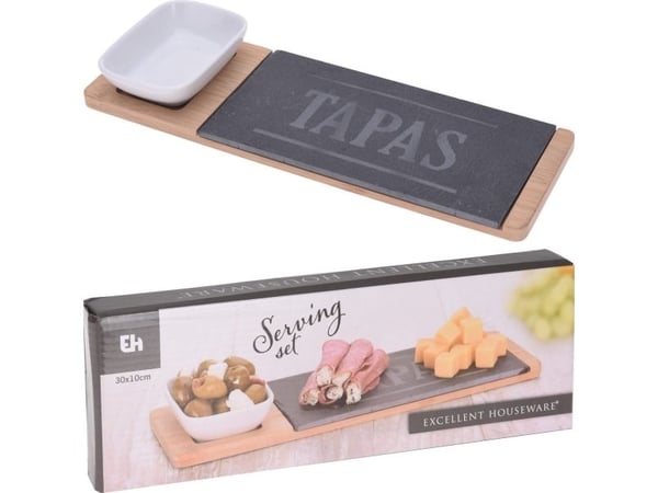 Utmerket husholdningsutstyr for servering av snacks på bambusbrett, 30 x 10 cm