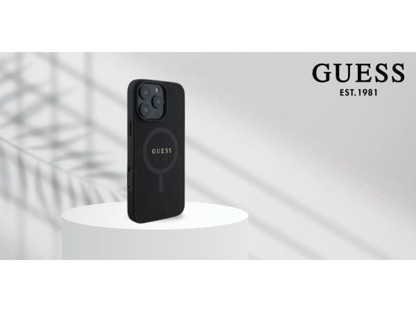 Guess korkki iPhone 16 Plus 6.7" GUHMP16MPSAHMCK musta kovakotelo Saffiano klassinen logo MagSafe