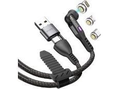 STATIK USB-kabel Statik 360 Pro - USB-C-kabel med USB-A-adapter og tre utskiftbare magnetiske plugger, 1m (USB-C, mikro-USB, lyn) (svart)